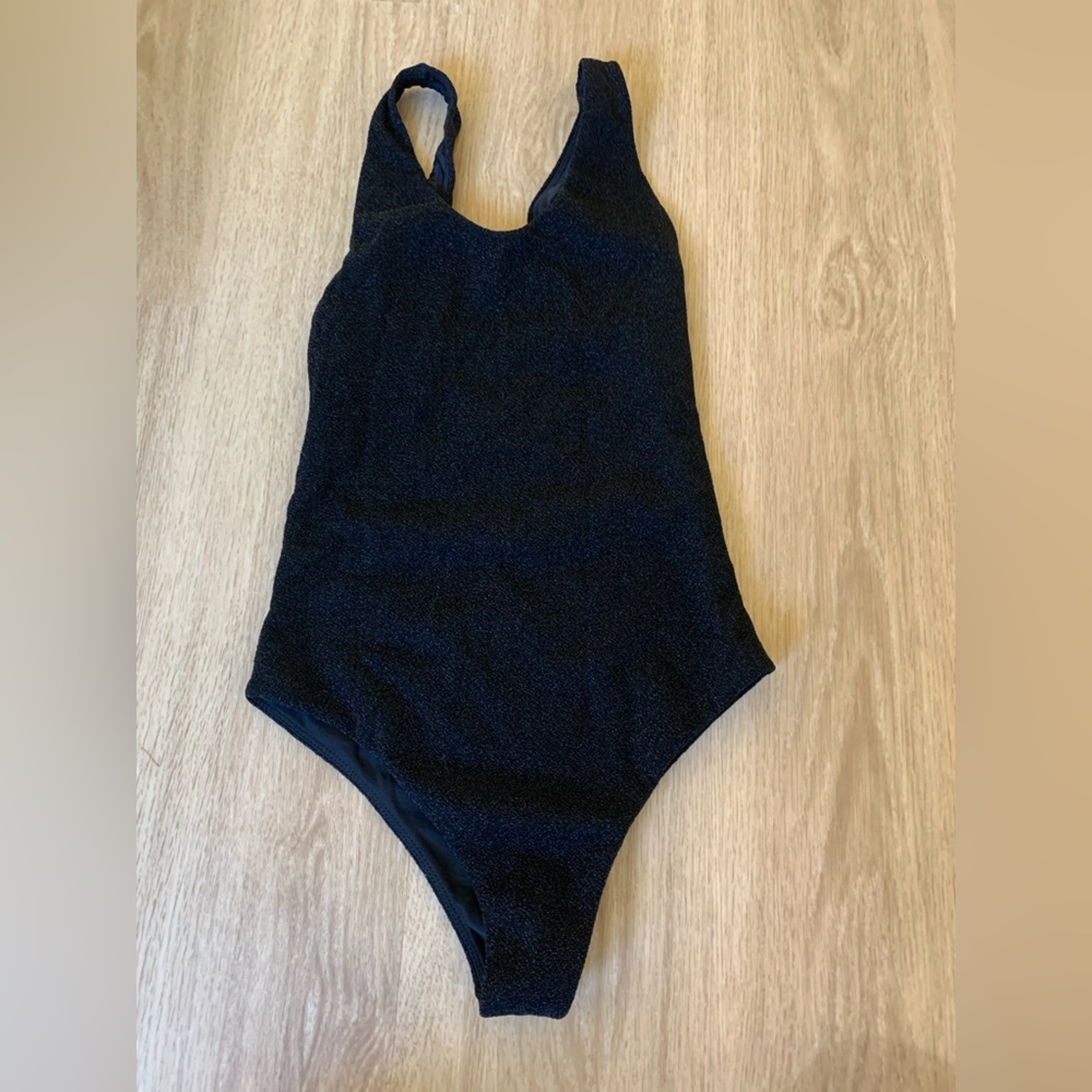 Mikoh mala black shimmer one piece swimsuit.